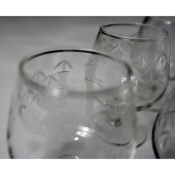 Mid Century Sasaki Bamboo Glasses - Set of 11 - Etched Bamboo Chinoiserie - Picture 8 of 9